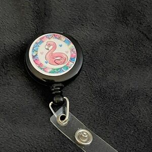 Pink Flamingo Retractable Badge Reel